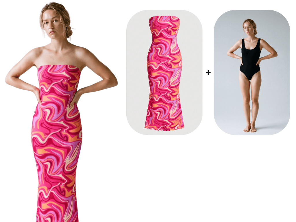 Studio : essayage d'une robe imprimée sur un modèle